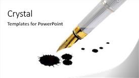  Presentation with feather pen ink - Amazing theme having ink-pen and ink blot backdrop and a white colored foreground