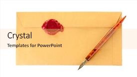  Presentation with old pen - Presentation featuring ink pen and old letter background and a yellow colored foreground