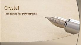  Presentation with parchment - PPT theme featuring ink pen and parchment background background and a lemonade colored foreground