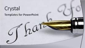  Presentation with ink - Cool new theme with ink pen and thank backdrop and a light gray colored foreground