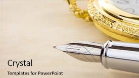  Presentation with parchment - PPT layouts featuring ink pen and watch background and a lemonade colored foreground