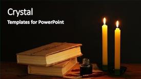  Presentation with old books pen - Beautiful presentation featuring ink pen inkwell and candle backdrop and a black colored foreground
