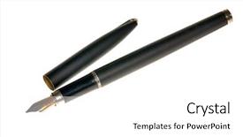  Presentation with ink - Colorful presentation theme enhanced with ink pen isolated on white backdrop and a white colored foreground