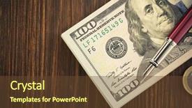  Presentation with banknotes - PPT layouts enhanced with ink saving - dollars money banknotes on wooden background and a  colored foreground