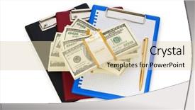  Presentation with stack - Theme featuring ink saving - stack of dollars and blank background and a  colored foreground