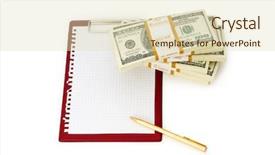  Presentation with feminine pad - Theme featuring ink saving - stack of dollars and blank background and a soft green colored foreground