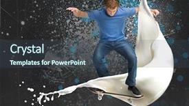  Presentation with spray paint - Slide deck consisting of skateboarder doing an ollie trick background and a ocean colored foreground