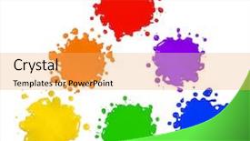  Presentation with ink splatter - PPT theme consisting of ink splat - primary and secondary colors background and a yellow colored foreground