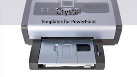  Presentation with background - Cool new slides with inkjet printer isolated on a white background backdrop and a light gray colored foreground