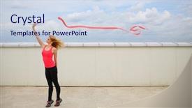  Presentation with red - Colorful PPT theme enhanced with inkling - beautiful blonde with red curly backdrop and a sky blue colored foreground