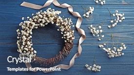  Presentation with beautiful floral border flower design - Colorful PPT theme enhanced with inkling - beautiful floral wreath with satin backdrop and a ocean colored foreground