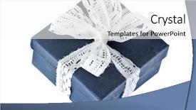  Presentation with box - PPT layouts consisting of inkling - present box with ribbon bow background and a white colored foreground