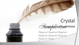  Presentation with feather - Beautiful presentation theme featuring inkwell - feather and ink bottle backdrop and a white colored foreground