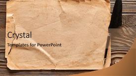  Presentation with feather pen - Beautiful slide deck featuring inkwell - feather pen and blank paper backdrop and a coral colored foreground