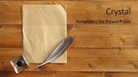  Presentation with feather - Presentation theme consisting of inkwell with feather and sheet background and a gold colored foreground