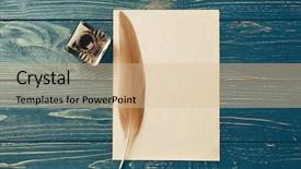  Presentation with feather - Presentation design enhanced with inkwell with feather and sheet background and a lemonade colored foreground