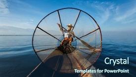  Presentation with rowing - PPT layouts consisting of inlay - myanmar travel attraction landmark background and a ocean colored foreground