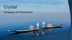  Presentation with fishing net - Colorful presentation theme enhanced with inlay - myanmar travel attraction landmark backdrop and a  colored foreground
