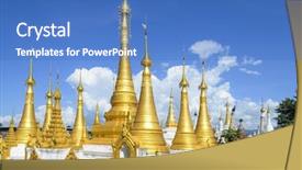  Presentation with village - Amazing PPT theme having inlay - shwe inn thein pagoda backdrop and a teal colored foreground