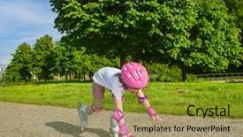  Presentation with preschool - Audience pleasing slides consisting of inline roller skates on falling backdrop and a gold colored foreground