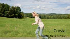  Presentation with inline speed skating - Slides enhanced with inline skating young woman speed background and a  colored foreground