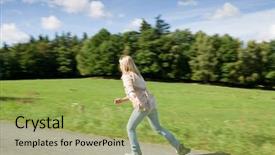  Presentation with inline speed skating - Theme with inline skating young woman speed background and a  colored foreground