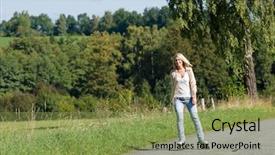 Presentation with skating - Slide deck with inline skating young woman wearing background and a  colored foreground