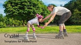  Presentation with roller skating - Amazing slide set having inline training - summer sports kid studying roller backdrop and a  colored foreground