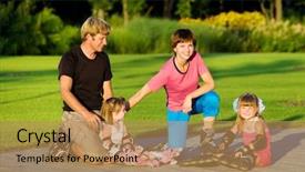  Presentation with weekend - Slide set featuring inline training - weekend for a young sportive background and a coral colored foreground