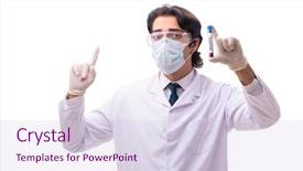  Presentation with chemist - PPT theme consisting of inmunology - young chemist isolated on white background and a sky blue colored foreground