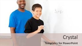  Presentation with algebra - Beautiful presentation theme featuring inner city - african american teacher and student backdrop and a soft green colored foreground