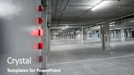  Presentation with parking lot - Colorful theme enhanced with inner city - interior of modern underground parking backdrop and a gray colored foreground
