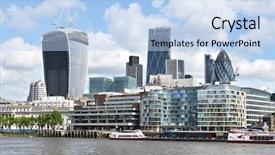 Presentation with london - Cool new presentation theme with inner city - london across thames river backdrop and a light blue colored foreground