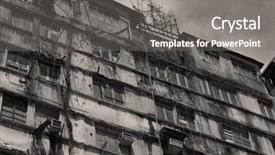  Presentation with old building britain gif - Cool new PPT theme with inner city - old house building in hong backdrop and a gray colored foreground