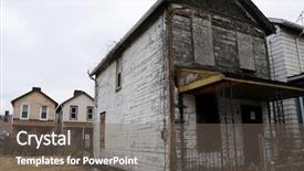  Presentation with house - Colorful slides enhanced with inner city - shuttered and rotten a house backdrop and a gray colored foreground