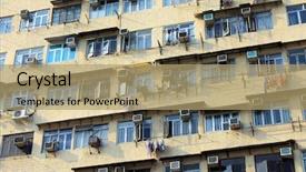  Presentation with apartments - Slide deck consisting of inner city poor - old apartments background and a  colored foreground