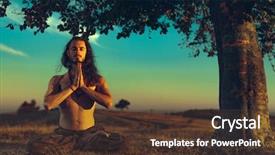  Presentation with relaxation - Beautiful PPT theme featuring inner healing - yogi man meditating at sunset backdrop and a tawny brown colored foreground