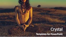  Presentation with sunset - PPT theme having inner healing - yogi man meditating at sunset background and a tawny brown colored foreground