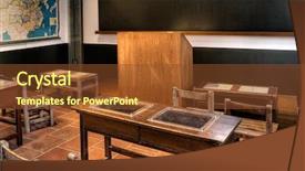  Presentation with classroom - Slide set featuring inner peace - empty old classroom with wooden background and a tawny brown colored foreground