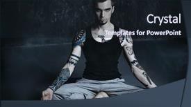  Presentation with yoga and meditation - PPT layouts having inner peace - lotus pose yoga master practicing background and a wine colored foreground