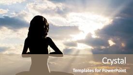 Presentation with inner peace - Colorful slide set enhanced with inner peace - silhouette of a woman sitting backdrop and a coral colored foreground