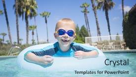  Presentation with teamwork fun - Slides enhanced with inner tube - cute little boy having fun background and a  colored foreground