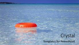  Presentation with reflecting - Beautiful slides featuring inner tube - floating ring on blue clear backdrop and a light blue colored foreground