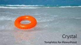  Presentation with reflecting - Cool new slides with inner tube - floating ring on blue clear backdrop and a light gray colored foreground