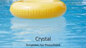  Presentation with blue waves - Beautiful presentation theme featuring inner tube - floating ring on blue water backdrop and a light blue colored foreground