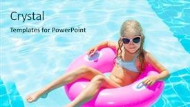  Presentation with advent ring - Presentation design enhanced with inner tube - girl on inflatable ring background and a cool aqua colored foreground