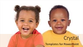  Presentation with african american black couple - PPT theme with innocent - couple of afro american children background and a yellow colored foreground