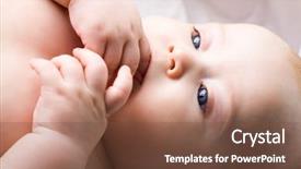  Presentation with fingers - Beautiful presentation theme featuring innocent baby keeping his finger backdrop and a tawny brown colored foreground