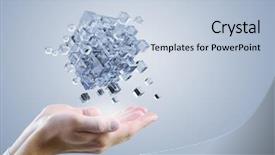  Presentation with problem solving - Audience pleasing presentation design consisting of innovation - businessman hand shows cube backdrop and a light blue colored foreground