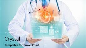  Presentation with body - Colorful PPT layouts enhanced with patient innovation - close up of doctor's body backdrop and a light blue colored foreground